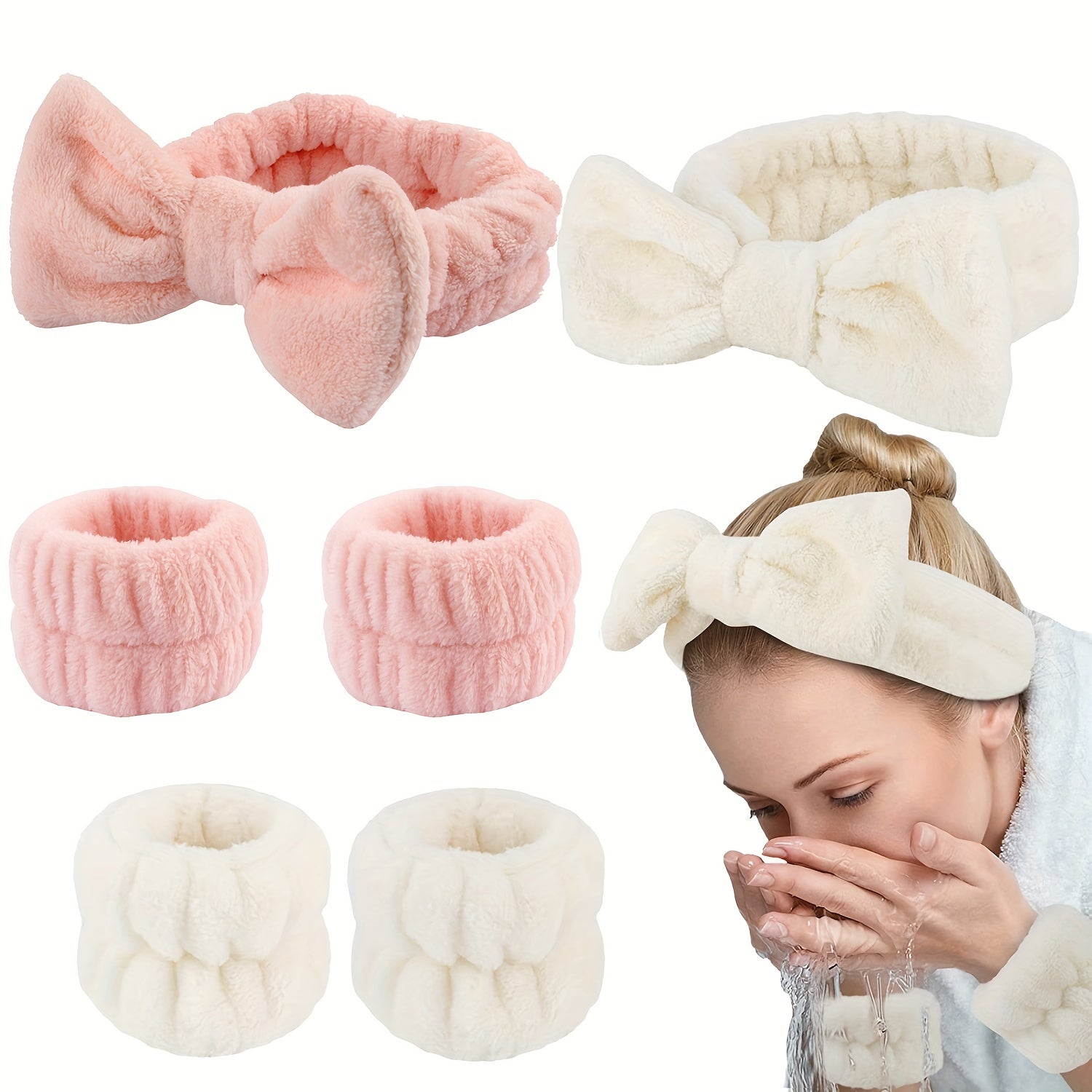 Coral Fleece Soft Headband Wristband For Washing Face Towel