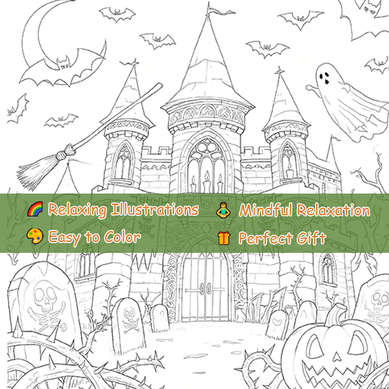 Deluxe Gothic Halloween Adult Coloring Book 22 Pages 20x20cm