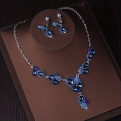 Bride's Wedding Jewelry Set Dark Necklace Earrings