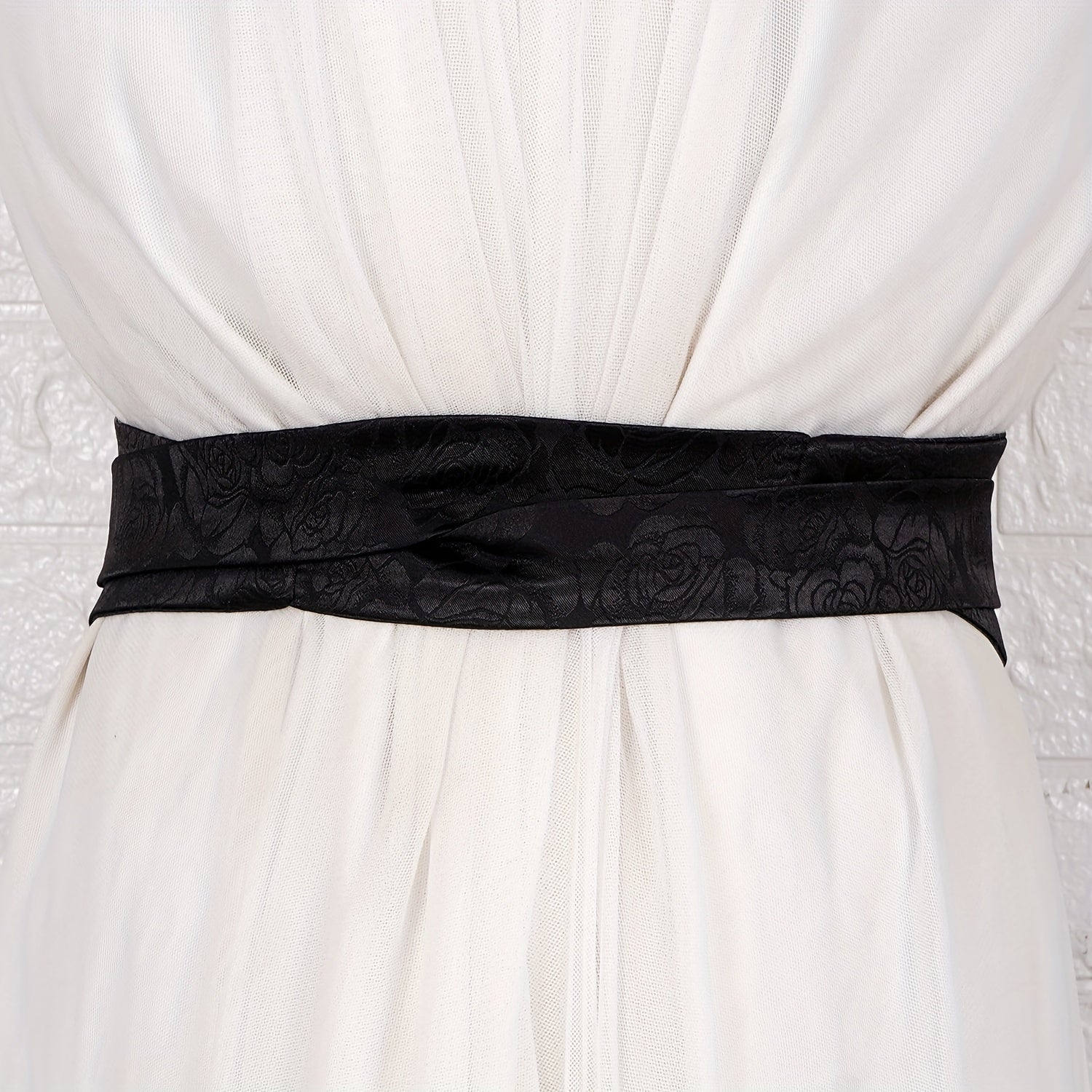 Rose Jacquard Wide Belt Chinese Style Hanfu Waistband