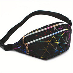 Holographic Fanny Pack Laser Geo Pattern Crossbody Bag