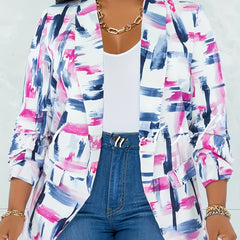  Tie Dye Long Sleeve Shawl Collar Blazer