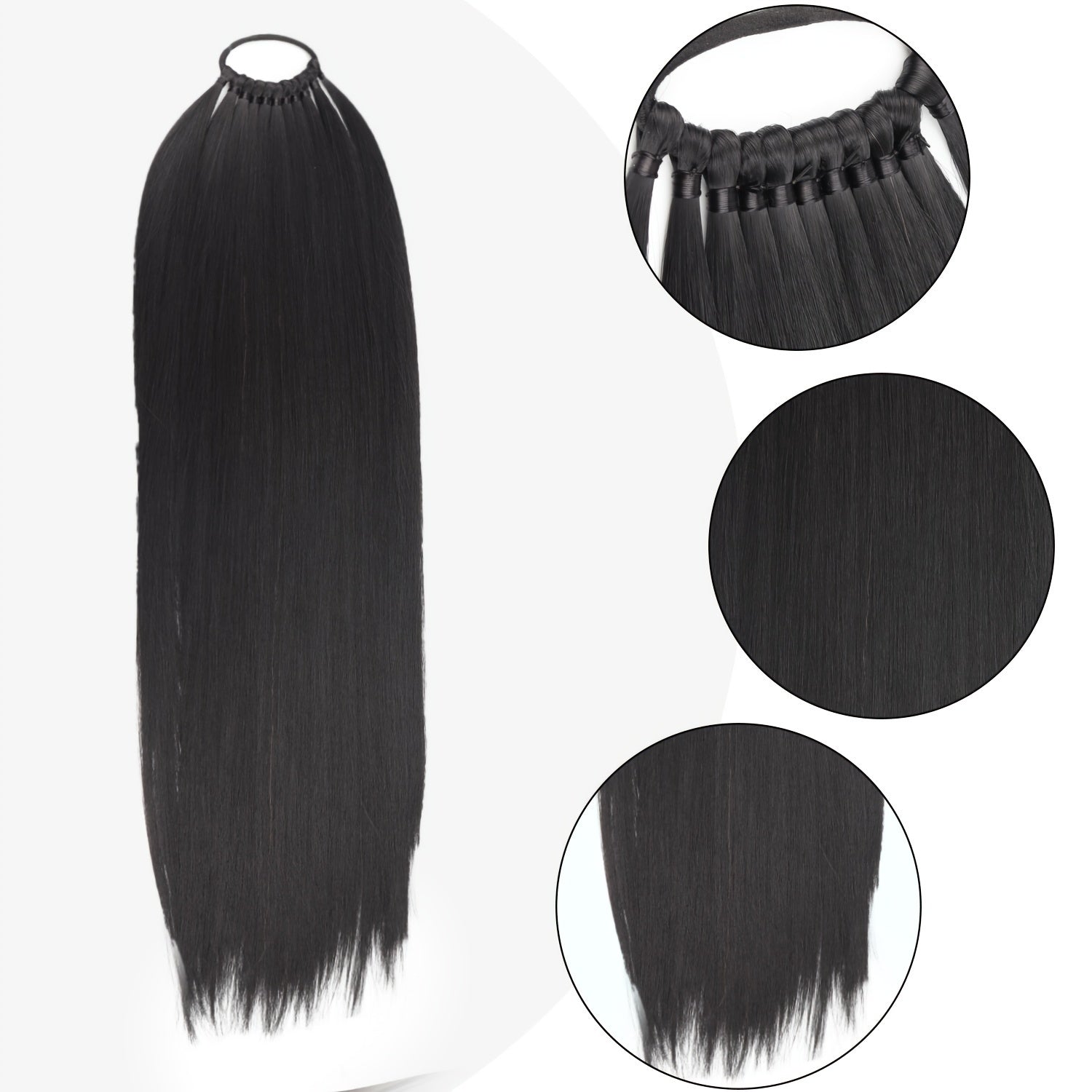 Long Straight Ponytail Extensions Synthetic Hair Extensions For Daily Use