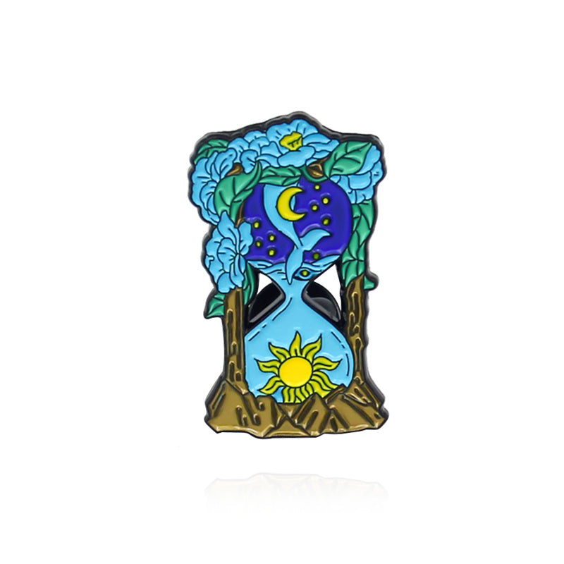 Starry Cat Moon Girl Hourglass Diver Double Head Bird Brooch