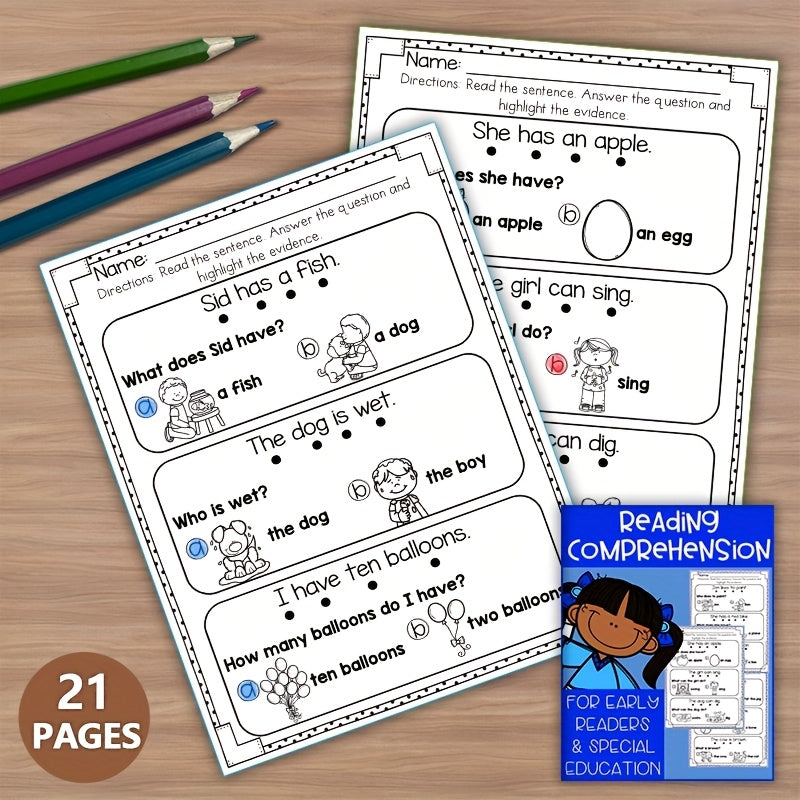 Early Reader Comprehension Worksheets for Kids & Special Education