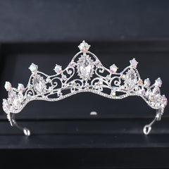 Silvery Crystal Tiara Crown for Women Girls Prom Quinceanera Hair Accessories