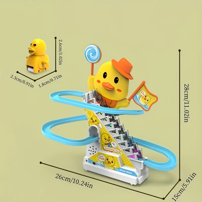 Yellow Duck Slide & Climb Track Toy Set with Music & Lighting for Youngsters