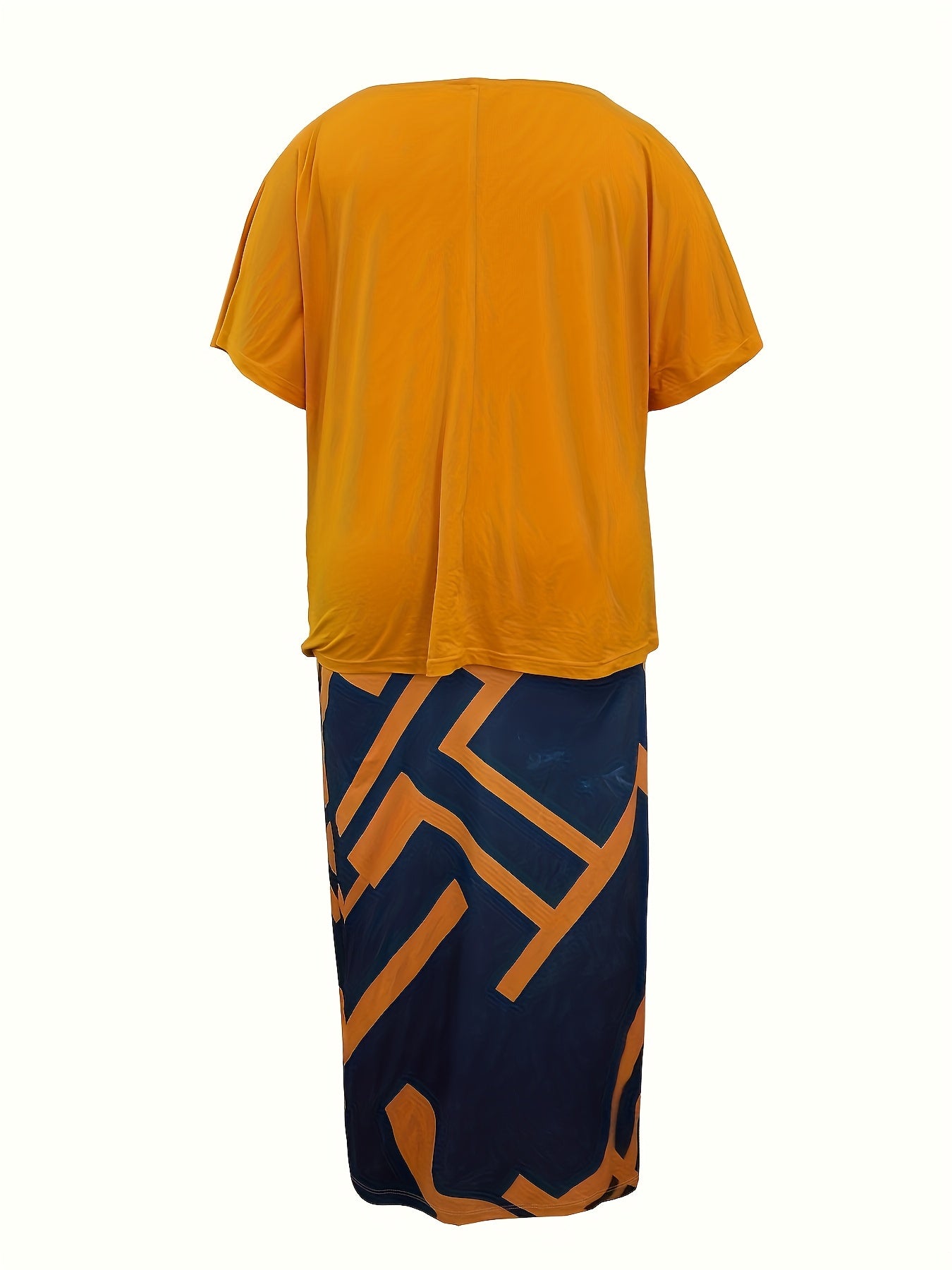  Women's Casual Two Piece Set Letter Print Top & Maxi Skirt