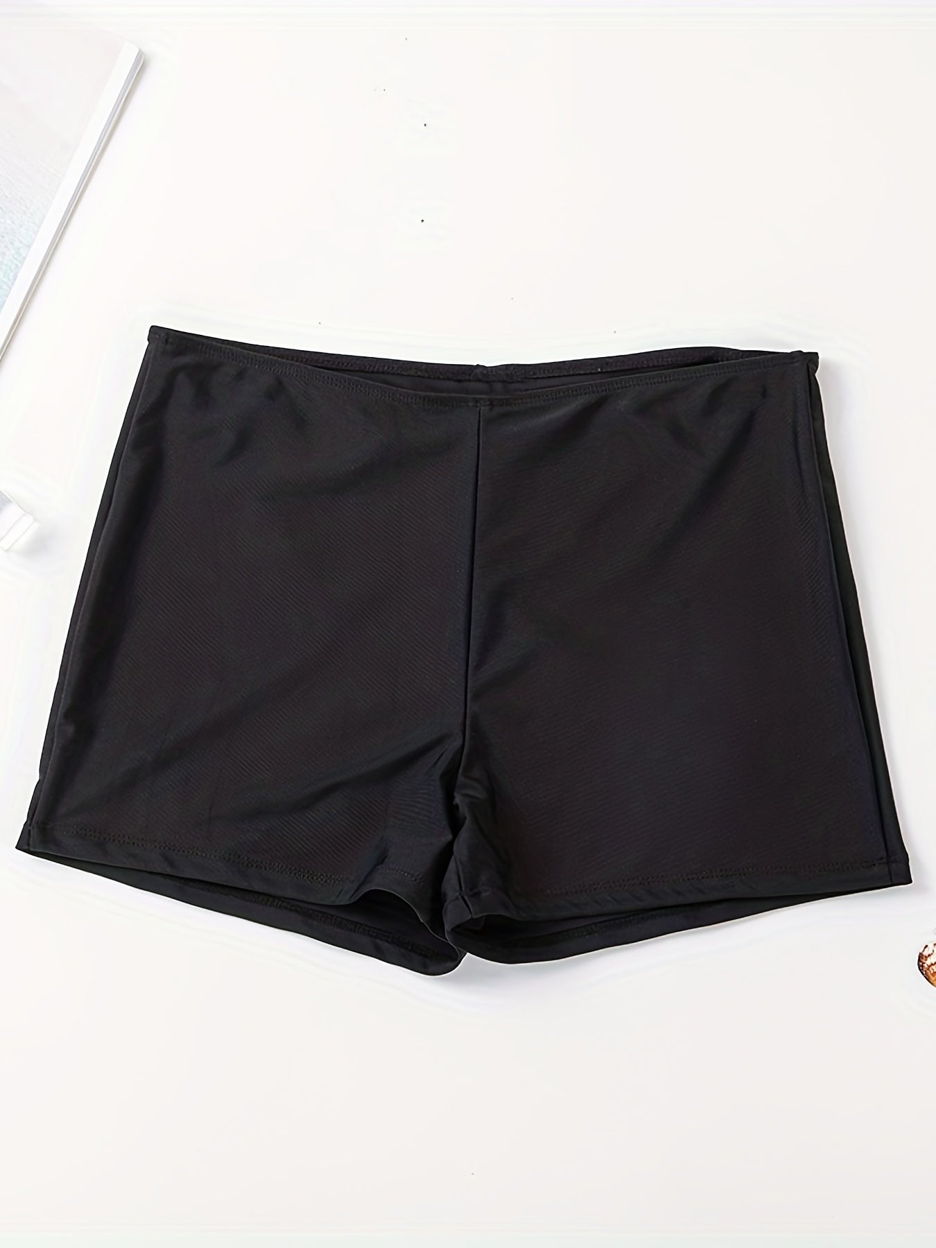 Solid Stretchy Swim Suit Bottoms Elastic Waistband Boxer Trunks