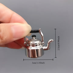 1:12 Scale Dollhouse Kettle Realistic Metallic Finish Ornament