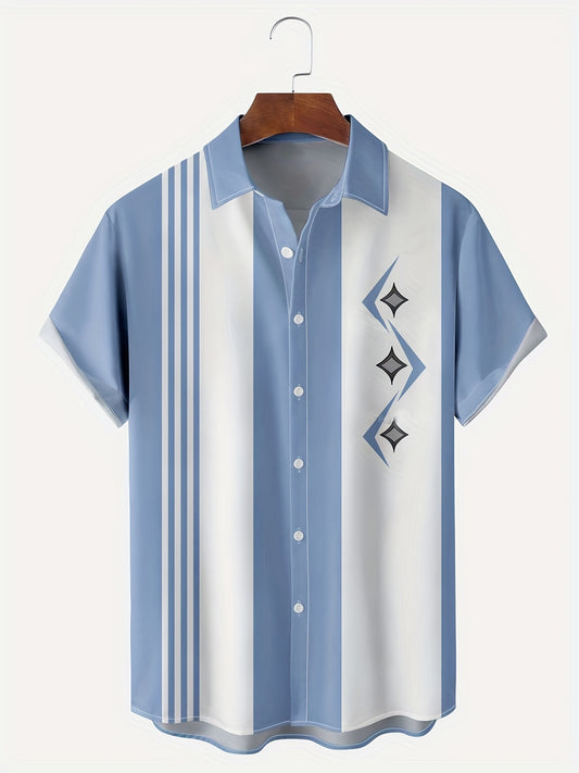 Men s Geometric Stripe Short Sleeve Shirt