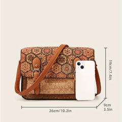 Vintage Flower Print Crossbody Bag Buckle Shoulder Bag