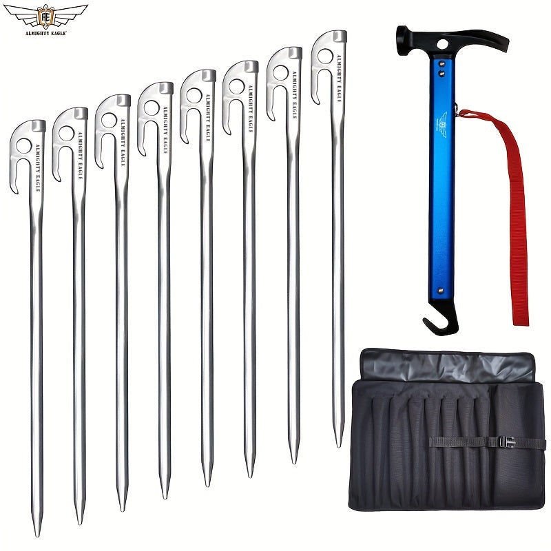 8pcs 420 Stainless Steel Ground Nails Set for Outdoor Camping Tent Canopy