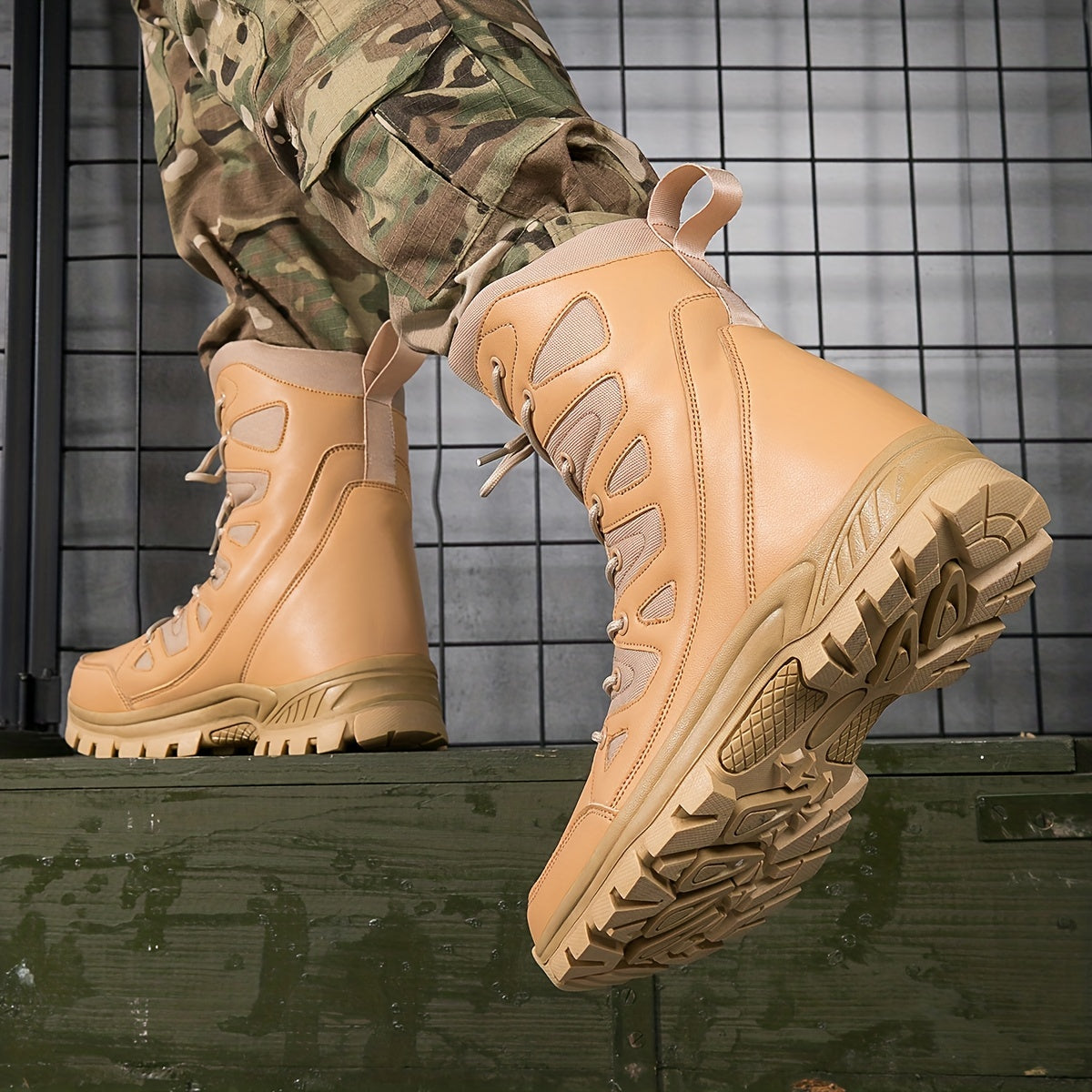 Men's Combat Boots Casual Lace Up Walking Hiking Outdoor Shoes Army Boots
