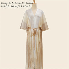 Hollow Out Sunscreen Fringed Long Shawl Lace Up Large Wraps