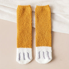 4 Pairs Cat Claw Print Socks Fuzzy Warm Women's Stockings