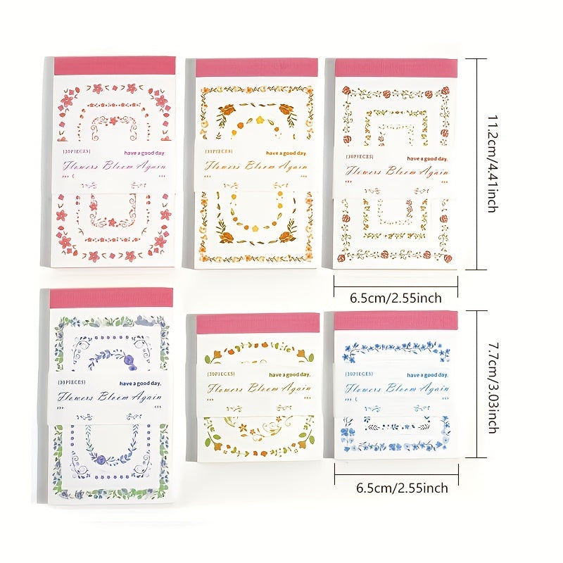 30pcs Flower Rebirth Plant Border Memo Pad DIY Decoration Material