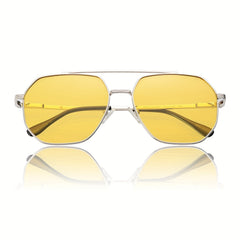 OUWEN Retro Polarized Aviator Sunglasses Night Driving Yellow Glasses