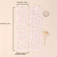 Pink Lace Mesh Sleeve Lightweight Long Arm Sunscreen Sleeve