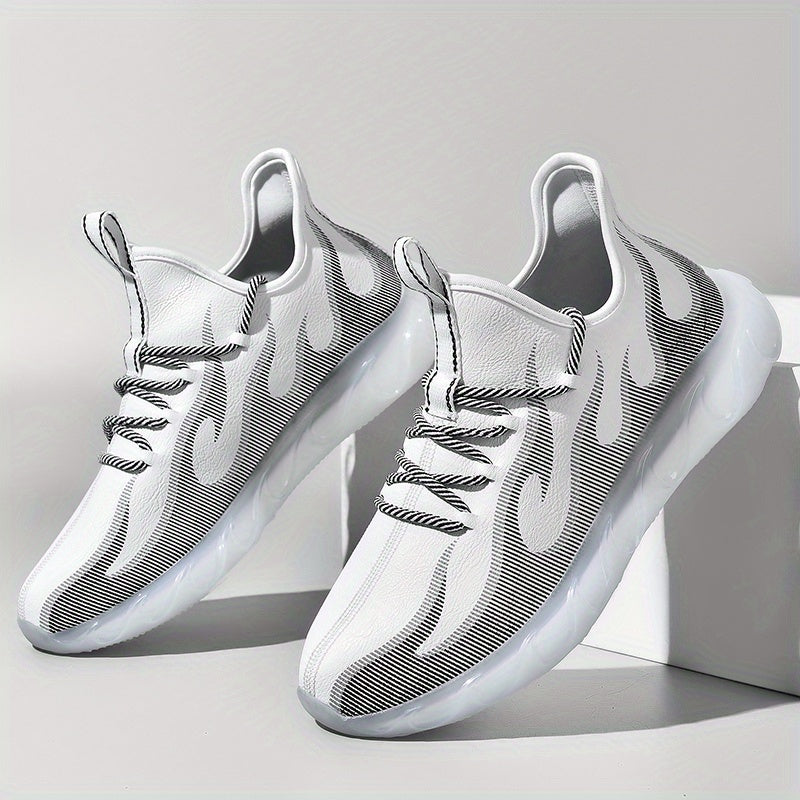 Men's Leather Lace Up Casual Shoes Lightweight Walking Sneakers
