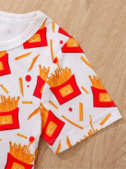 Toddler French Fries Cartoon Graphic T-shirt Top