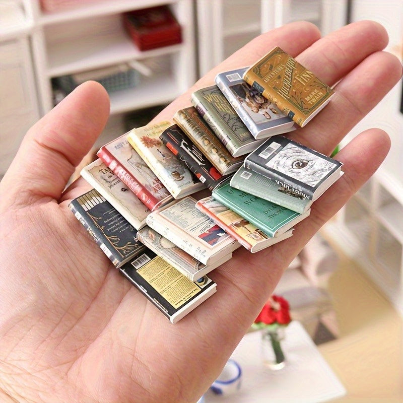Micro House Library Bedroom Decor DIY Miniature English Books for 1 12 Dollh