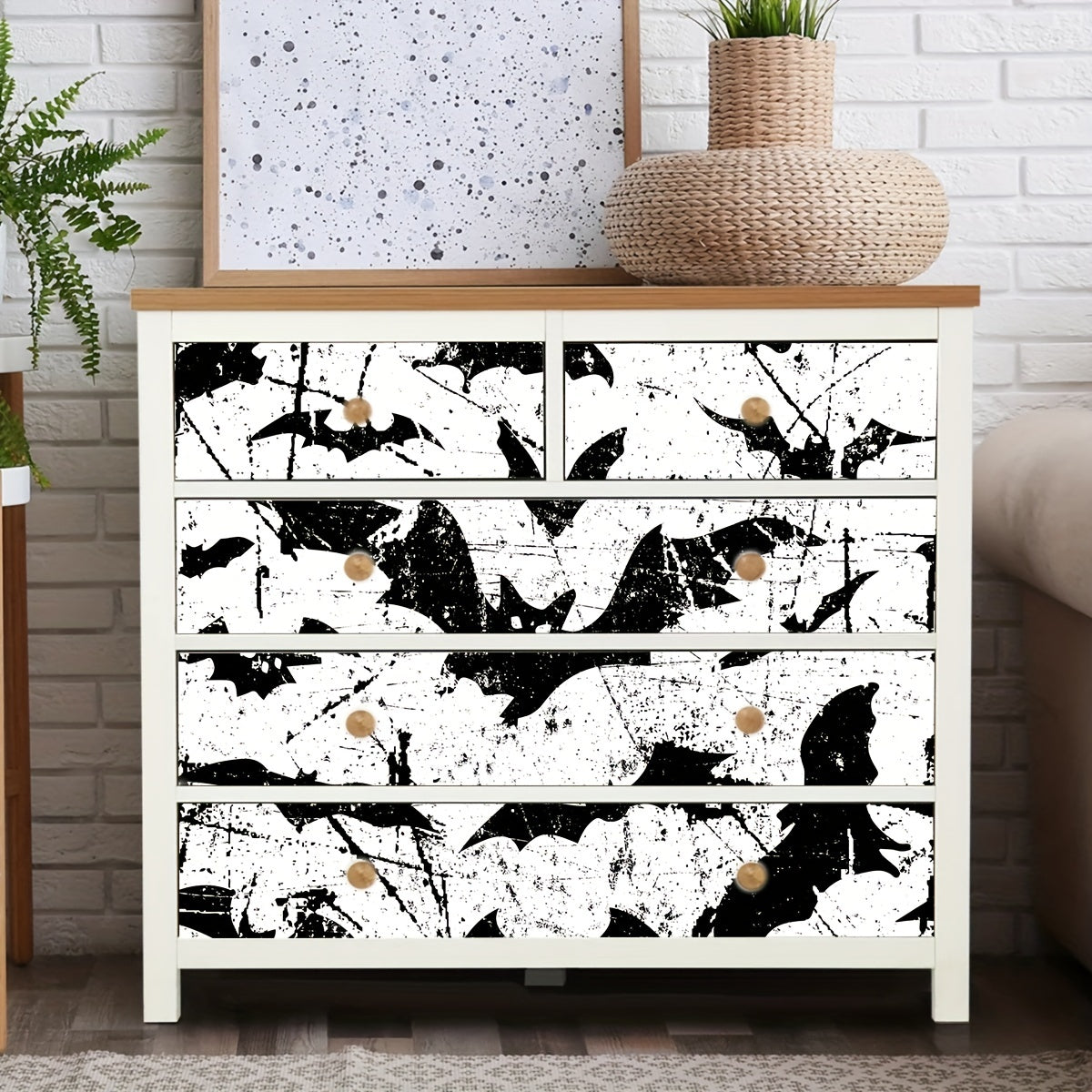 6pcs Halloween Elements & Bat Pattern Staircase Decals Self Adhesive Thick 