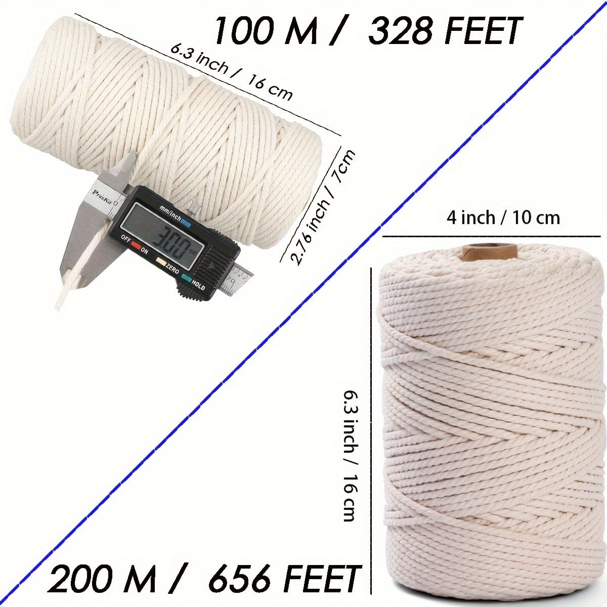 Natural Cotton Cord 3mm X 656 Feet