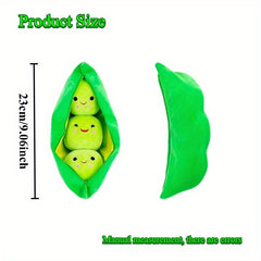 Cute Green Pea Plush Toy Smiling Face Stuffed for Girls Funny Gift Home Decor