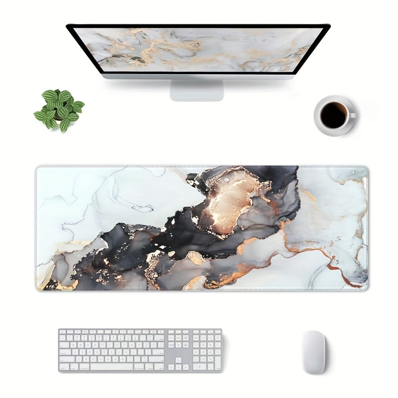 Large Marble Style Mouse Pad Non Slip Rubber Base Waterproof Keyboard Pad
