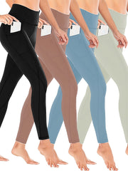 4 Pack Plus Size Women's Sports Leggings High Stretch Fitness Leggings Set