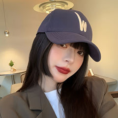 Inclined W Embroidery Baseball Cap Women Casual Sunscreen Sports Hat