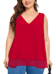  V Neck Sleeveless Tank Tops Women's Plus Casual Solid Tanks