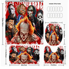 Horror Clown Style Shower Curtain Set