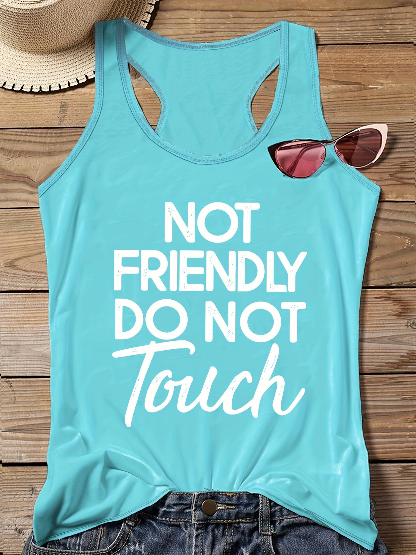  Women's Slogan Print Tank Top
