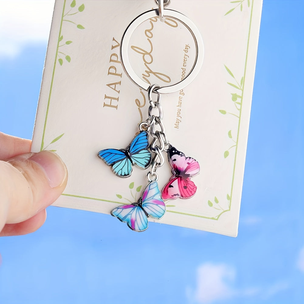 Boho Butterfly Keychain Animal Key Ring Purse Bag Charm Women Girls Gift