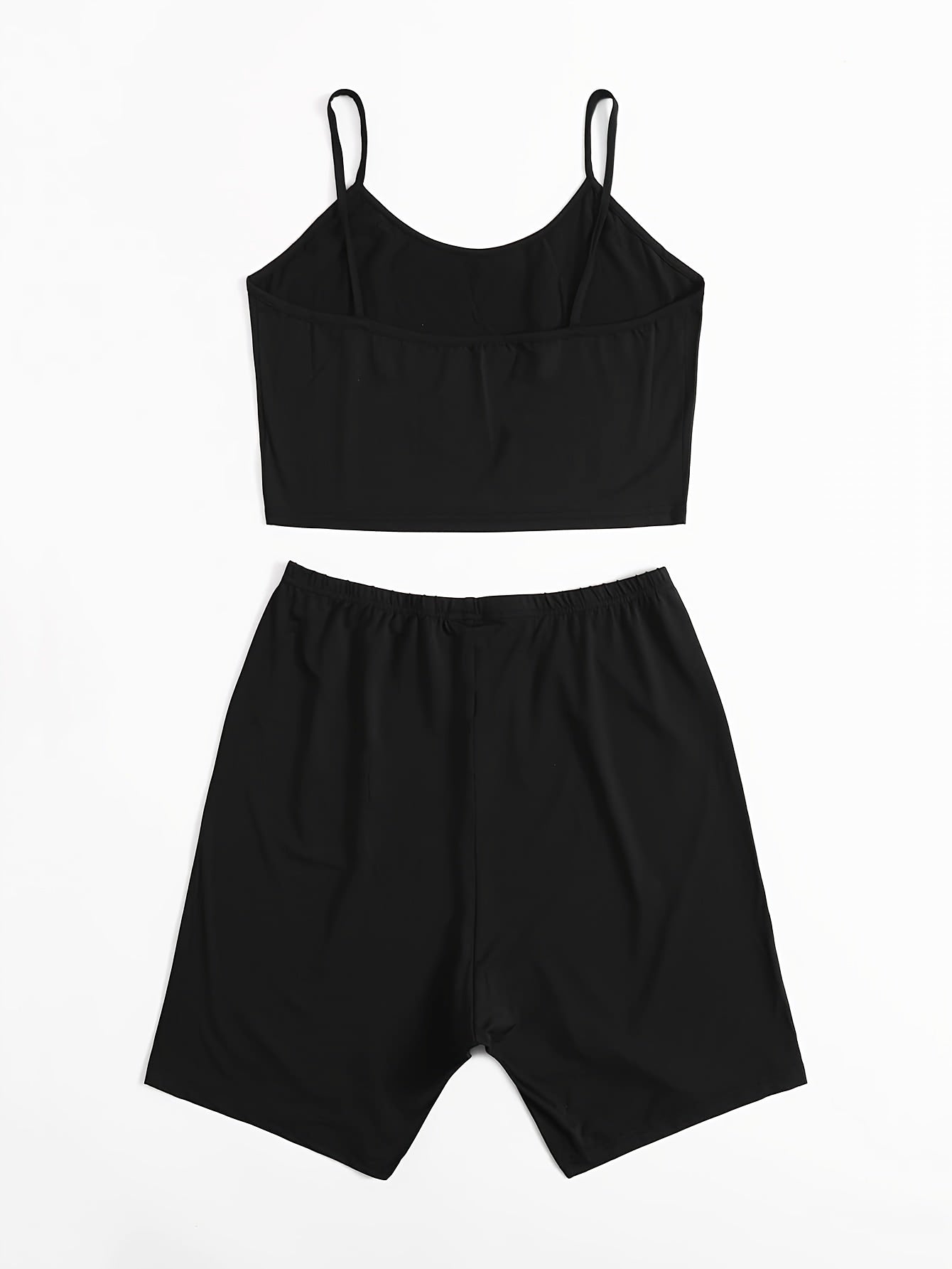  Slogan Print Crop Cami Top & Shorts Set