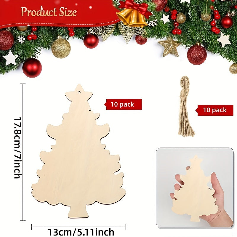 10pcs Large 17" Wooden Christmas Ornaments DIY Blank Wooden Ornament for Crafts