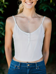Slim Cami Top Spaghetti Strap Button Front Summer Cami Top