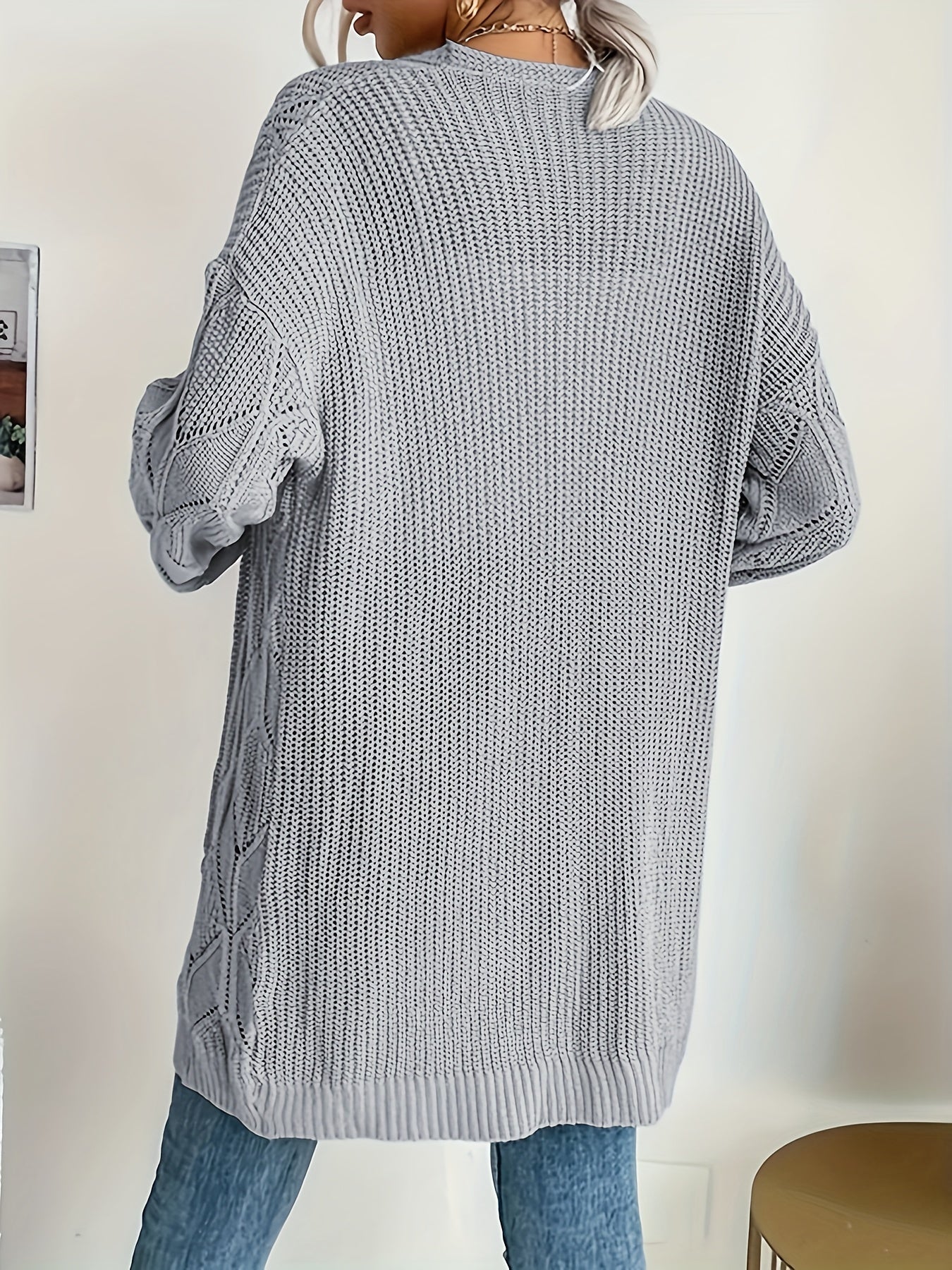  Solid Open Front Cardigan