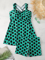  Tetro Tankini Set Polka Dot Print Dress & Shorts