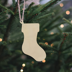 10pcs Wooden Stocking Cutouts Christmas Ornaments Hanging Pendant DIY Crafts