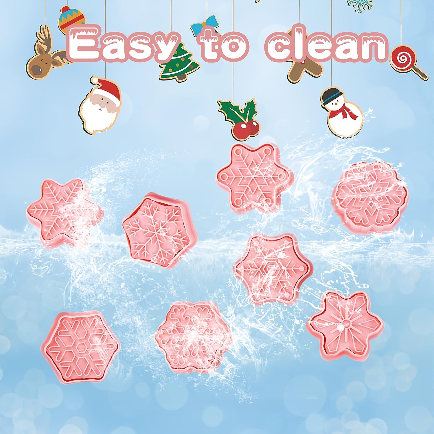 8pcs Christmas Snowflake Cookie Cutters Pastry Cutter Set Baking Tools