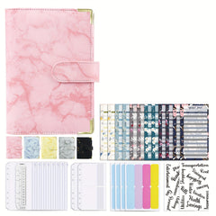 A6 Binder 6 ring Planner Marbled PU Leather Loose leaf Notepad