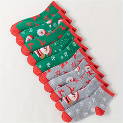 10 Pairs Cartoon Print Socks Comfy & Christmas Mid Tube Socks Women's Stockings