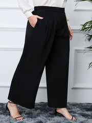  Plain High Rise Loose Fit Wide Leg Pants