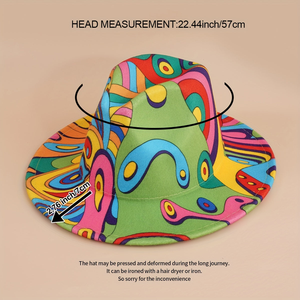 Cartoon Graffiti Print Fedora Cap Western Windproof Cowboy Hat