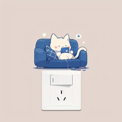 Sofa Cat Cartoon Decorative Wall Sticker