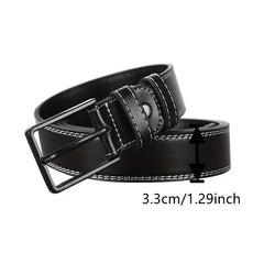 Square Buckle Leather Belt Casual Vintage Jeans Belt For Men