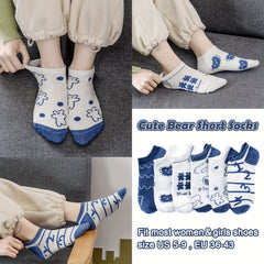 6 Pairs Bear & Bunny Print Short Socks & Ankle Socks Women's Stockings